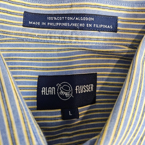 Alan Flusser Large Button Down Long Sleeve Shirt Blue Multicolor Striped - Picture 5 of 9